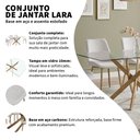 Ver imagem 2 de Conjunto Mesa de Jantar Lara 160cm Vidro 10mm Base Aço Carbono Bronze com 4 Cadeiras em Linho Cru
