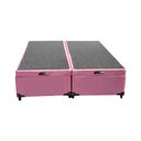 Ver imagem 1 de Cama Box Baú Casal Bipartido Suede Rosé com Pistão a Gás