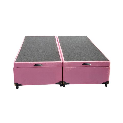 Cama Box Baú Casal Bipartido Suede Rosé com Pistão a Gás
