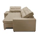 Ver imagem 3 de Sofá de Canto Retrátil e Reclinável com Molas 3,00x2,00 Esq Virginia Suede Bege Adonai Estofados