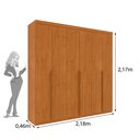 Ver imagem 3 de Guarda Roupa Casal 100% MDF 6 Portas 4 Gavetas 218cm Milano Yescasa Bege/Cinamomo