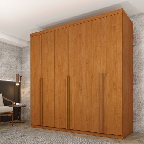 Guarda Roupa Casal 100% MDF 6 Portas 4 Gavetas 218cm Milano Yescasa Bege/Cinamomo