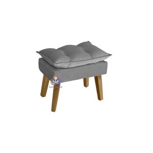 Puff Banqueta Decorativa Opala Suede Cinza SU DECOR
