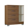 Cômoda 1 Porta 4 Gavetas Castanho - Poquema - 3