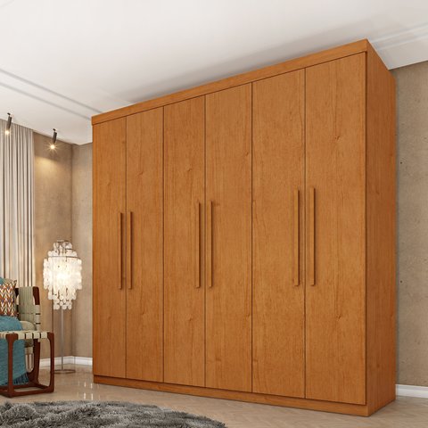 Guarda Roupa Casal 6 Portas 4 Gavetas 219cm Lima Yescasa Bege/Cinamomo