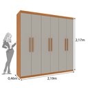 Ver imagem 3 de Guarda Roupa Casal 6 Portas 4 Gavetas 219cm Lima Yescasa Bege/Cinamomo/Off White