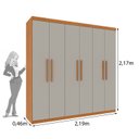 Ver imagem 3 de Guarda Roupa Casal 6 Portas 4 Gavetas 219cm Lima Yescasa Bege/Cinamomo/Off White
