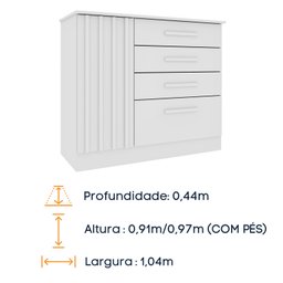 Cômoda 4 Gavetas 104cm Ripada Nova York - 8