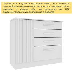 Cômoda 4 Gavetas 104cm Ripada Nova York - 6