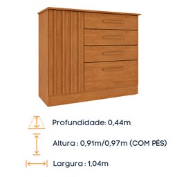Cômoda 4 Gavetas 104cm Ripada Nova York - 8