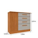 Ver imagem 4 de Cômoda 4 Gavetas 104cm Ripada Nova York Bege/Cinamomo/Off White