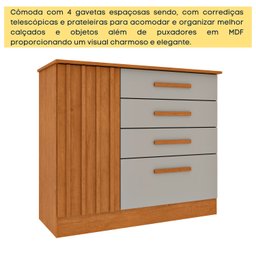 Cômoda 4 Gavetas 104cm Ripada Nova York - 6
