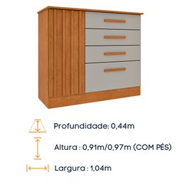 Cômoda 4 Gavetas 104cm Ripada Nova York - 8