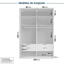 Guarda-roupa Modulado 4 Peças 8 Portas Jade Cabecasa Madeiramadeira - 3