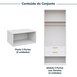 Guarda-roupa Modulado 4 Peças 8 Portas Jade Cabecasa Madeiramadeira - 4