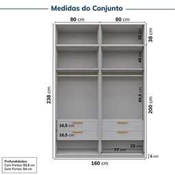 Guarda-Roupa Modulado 4 Peças 8 Portas Jade CabeCasa MadeiraOriginals Cinza/Urbano - 3 Guarda-Roupa Modulado 4 Peças 8 Portas Jade CabeCasa MadeiraOriginals Cinza/Urbano - 3
