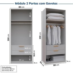 Guarda-roupa Modulado 4 Peças 8 Portas Jade Cabecasa Madeiramadeira - 12