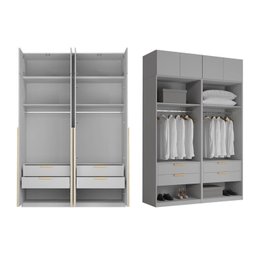 Guarda-Roupa Modulado 4 Peças 8 Portas Jade CabeCasa MadeiraOriginals Cinza/Urbano - 6 Guarda-Roupa Modulado 4 Peças 8 Portas Jade CabeCasa MadeiraOriginals Cinza/Urbano - 6