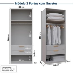 Guarda-Roupa Modulado 4 Peças 8 Portas Jade CabeCasa MadeiraOriginals Cinza/Urbano - 12 Guarda-Roupa Modulado 4 Peças 8 Portas Jade CabeCasa MadeiraOriginals Cinza/Urbano - 12