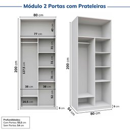 Guarda-roupa Modulado 4 Peças 8 Portas Jade CabeCasa MadeiraMadeira - 6