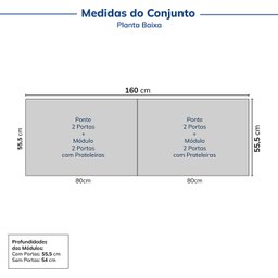 Guarda-roupa Modulado 4 Peças 8 Portas Jade CabeCasa MadeiraMadeira - 3