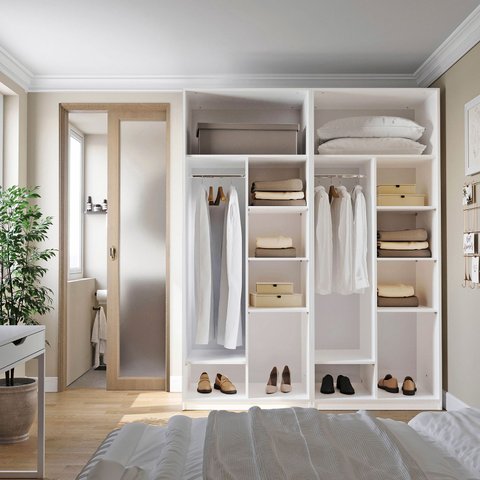 Guarda-Roupa Planejado 2 Peças sem Portas Jade CabeCasa MadeiraOriginals Branco/Fosco