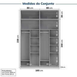 Guarda-roupa Modulado 4 Peças 8 Portas Jade Cabecasa Madeiramadeira - 3