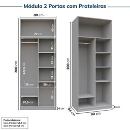 Guarda-roupa Modulado 4 Peças 8 Portas Jade Cabecasa Madeiramadeira - 11
