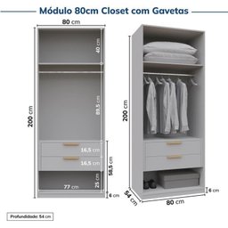 Guarda-roupa Modulado 2 Peças sem Portas Jade CabeCasa MadeiraMadeira - 9