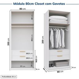 Guarda-roupa Modulado 2 Peças sem Portas Jade CabeCasa MadeiraMadeira - 9