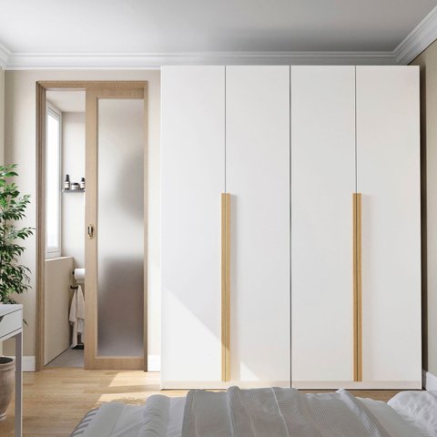 Guarda-Roupa Modulado 2 Peças 4 Portas Jade CabeCasa MadeiraOriginals Branco/Fosco