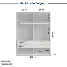 Guarda-roupa Modulado 2 Peças 4 Portas Jade Cabecasa Madeiramadeira - 3