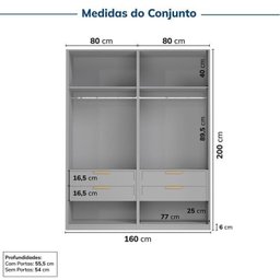 Guarda-roupa Modulado 2 Peças 4 Portas Jade Cabecasa Madeiramadeira - 2