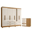 Ver imagem 1 de Guarda Roupa Casal San Lorenzo e Cômoda Vênus Freijó Off White – Moval