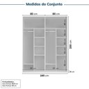 Ver imagem 3 de Guarda-Roupa Planejado 2 Peças 4 Portas Jade CabeCasa MadeiraOriginals Branco/Fosco