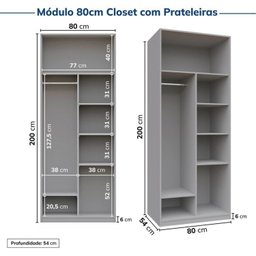 Guarda-roupa Modulado 4 Peças 4 Portas Jade CabeCasa MadeiraMadeira - 9