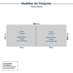 Guarda-roupa Modulado 4 Peças 4 Portas Jade CabeCasa MadeiraMadeira - 2