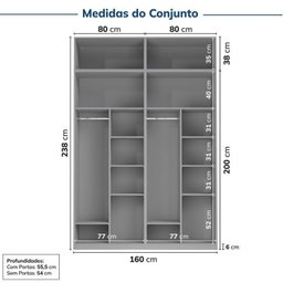 Guarda-roupa Modulado 4 Peças 4 Portas Jade CabeCasa MadeiraMadeira - 3