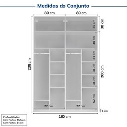 Guarda-roupa Modulado 4 Peças 4 Portas Jade CabeCasa MadeiraMadeira - 3