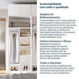 Guarda-roupa Modulado 4 Peças 4 Portas Jade CabeCasa MadeiraMadeira - 12