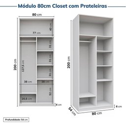 Guarda-roupa Modulado 4 Peças 4 Portas Jade CabeCasa MadeiraMadeira - 9