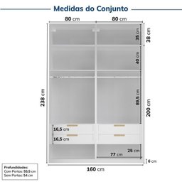 Guarda-roupa Modulado 4 Peças 4 Portas Jade CabeCasa MadeiraMadeira - 3