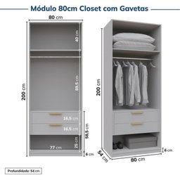 Guarda-roupa Modulado 4 Peças 4 Portas Jade CabeCasa MadeiraMadeira - 10