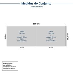 Guarda-roupa Modulado 4 Peças 4 Portas Jade CabeCasa MadeiraMadeira - 2