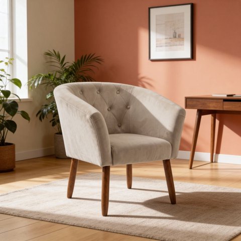 Cadeira Estofada para Recepção Clinica Tecido Veludo Elegante Confortavel Pés de Madeira Resistente