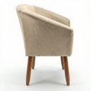 Ver imagem 5 de Cadeira Estofada para Recepção Clinica Tecido Veludo Elegante Confortavel Pés de Madeira Resistente