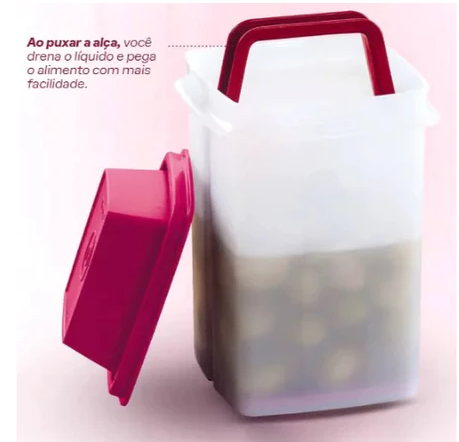 Tupperware Serve e Conserva Porta Azeitona 1,2l Vermelho Escuro - 3