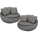 Ver imagem 1 de Kit 02 Poltronas Para Sala De Estar Decorativa Giratória Kira M03 Linho Cinza - Lyam Decor