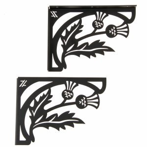 Mão Francesa Ornamentada Preta Aço 20cm Flor Arabesco Zarg