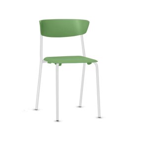 Cadeira Fixa Bit Empilhável Base Branca Frisokar Verde